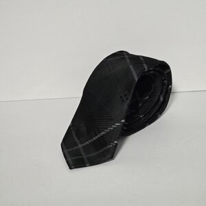 JF J. Ferrar Mens Black And Grey Polyester Tie